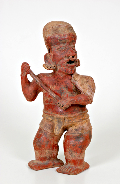 Messico occidentale, Nayarit meridionale, figura di guerriero con bastone (III secolo a.C.-IV secolo d.C.)