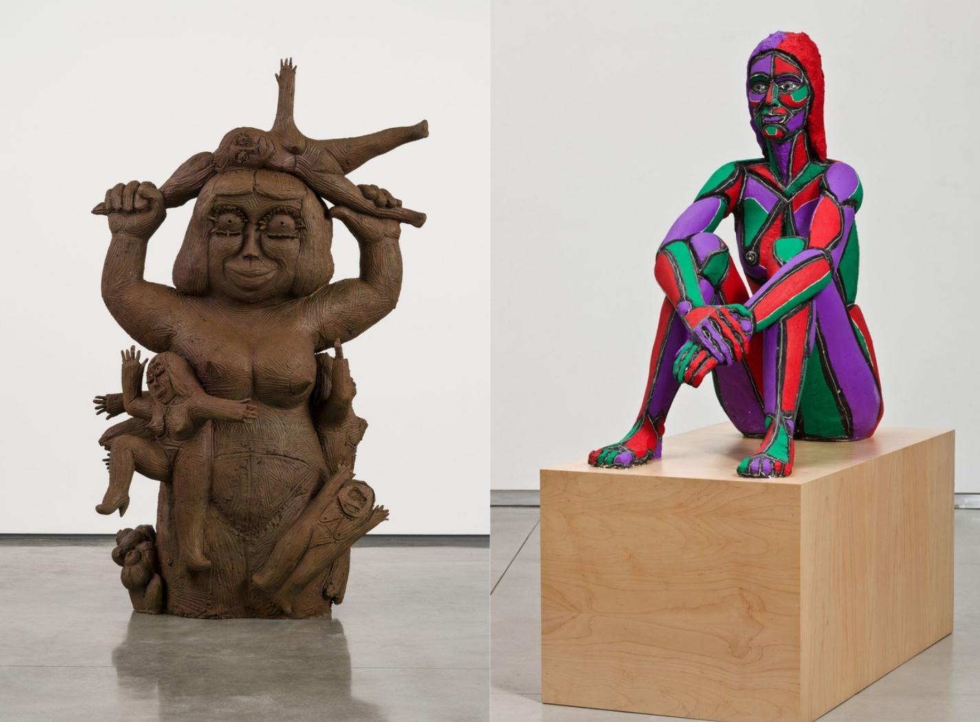 Scultura ceramica policroma di Rubi Nery raffigurante una figura seduta